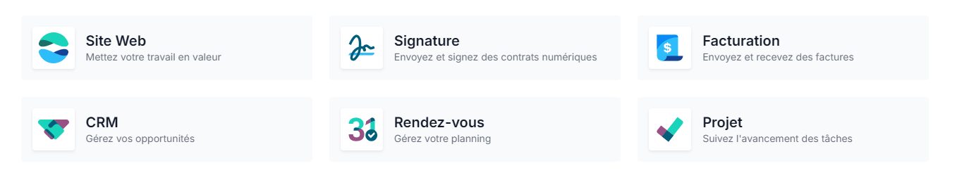 Logo de plusieurs modules de l'interface Odoo