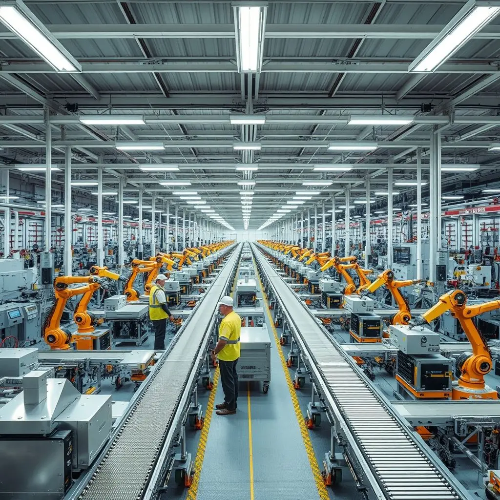 Chaîne automatisée de production dans une usine